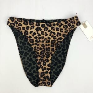 Good American Reversible Good Waist Bikini Bottom Sz 6 3XL Sage Leopard NWT